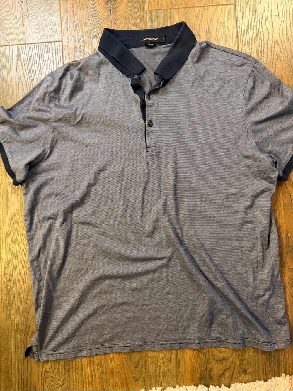 Jim Thompson Men's Navy Contrast Collar striped Polo